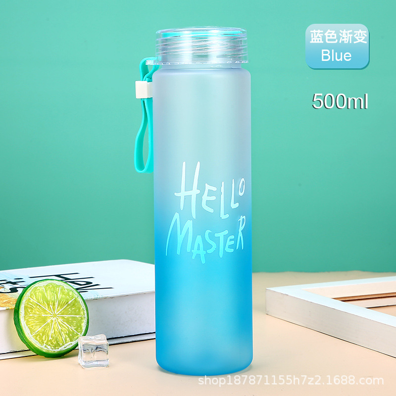 Water House Gradient Colorful Frosted Plastic Water Cup Portable Outdoor Sports Bottle Male and Female Students Online Red Cup