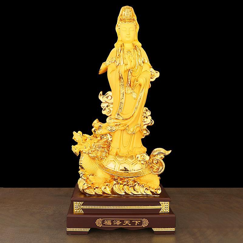 观世音菩萨摆件站龙龟观音佛像供奉居家用品客厅玄关乔迁礼品