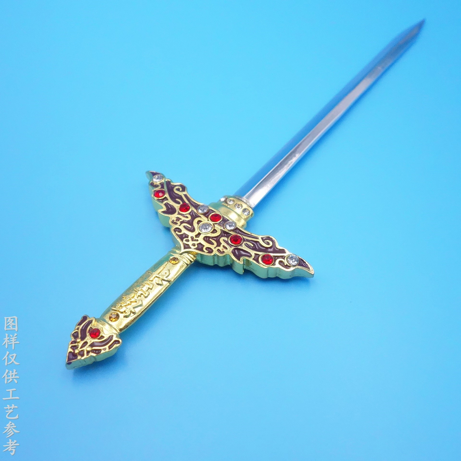 定制锌合金刀剑饰品摆件 金银双色电镀金属匕首 古装剧道具模型