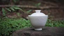 台湾敦睦窑订制手工雕刻松竹梅盖碗茶碗泡茶器