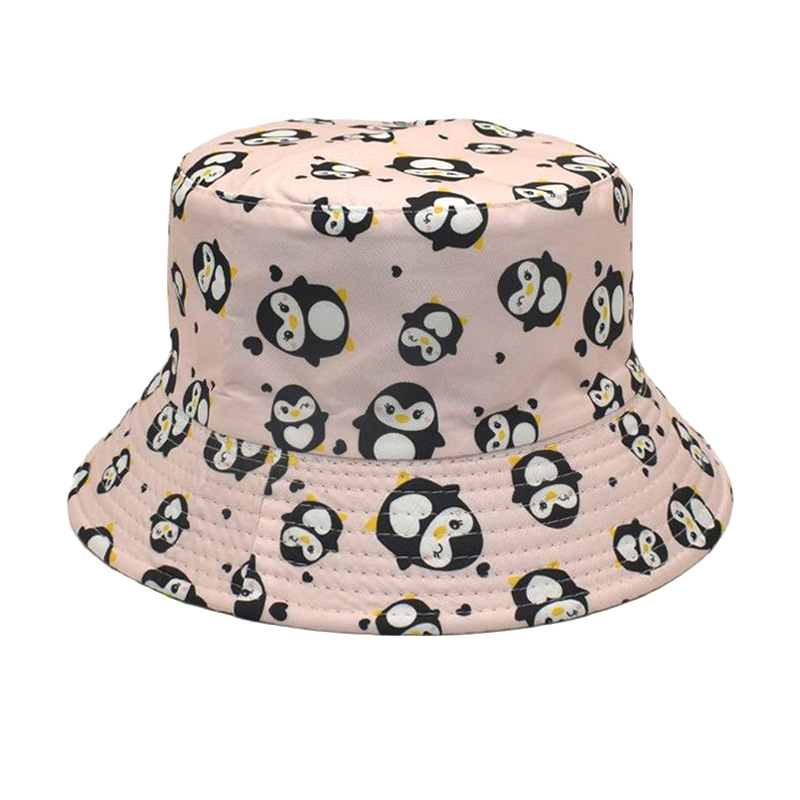 European and American New Penguin Pattern Bucket Hat Double-Sided Sun Hat Female Spring and Summer Outdoor Sun Protection Male Foldable Basin Hat