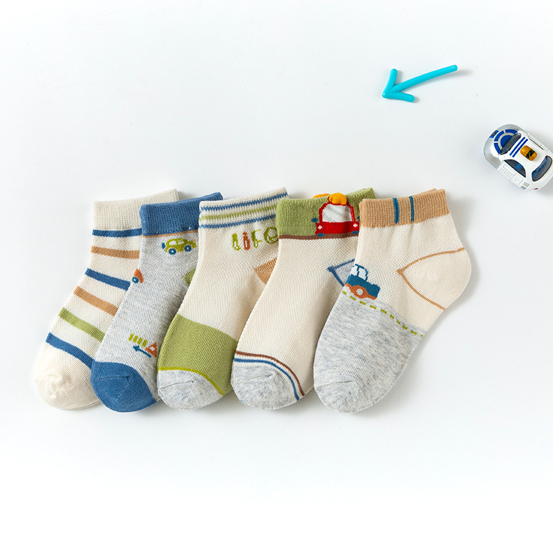 children‘s socks spring and summer cartoon breathable mesh baby boy socks thin cute short cotton socks factory wholesale