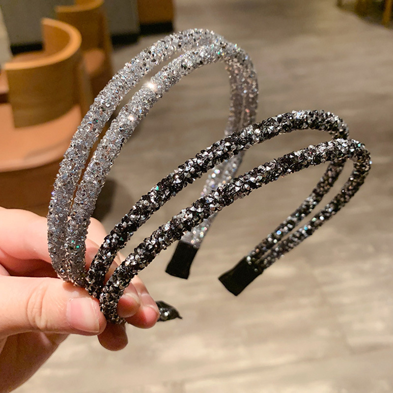 Cross-Border Hot Korean Style Full Diamond Rhinestone Slim Hair Hoop Simple Personality Hairpin Hair Hoop Hair Accessories Headdress Simple Retro