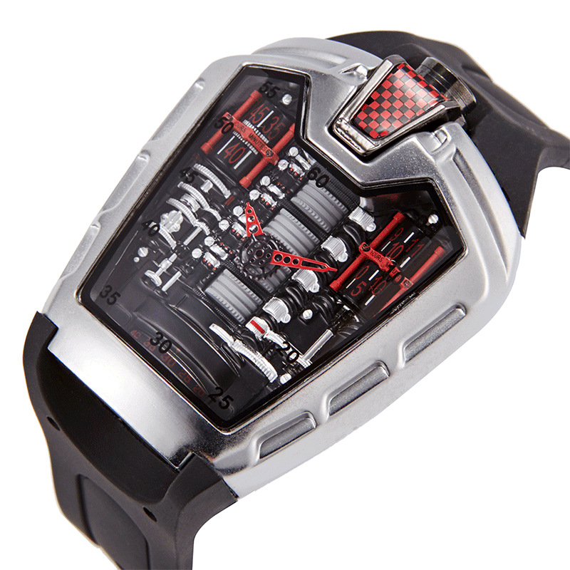 巴雷特新概念16缸发动机手表男学生潮流引擎跑车潮男表抖音直播款