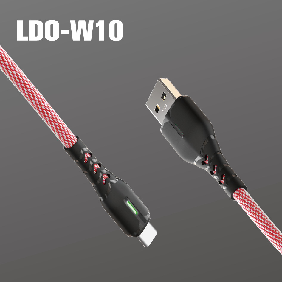 LDO Series W10 New Nylon Woven Android TC I5 Data Cable Support Mobile Phone Qc3.0 Fast Charging Function