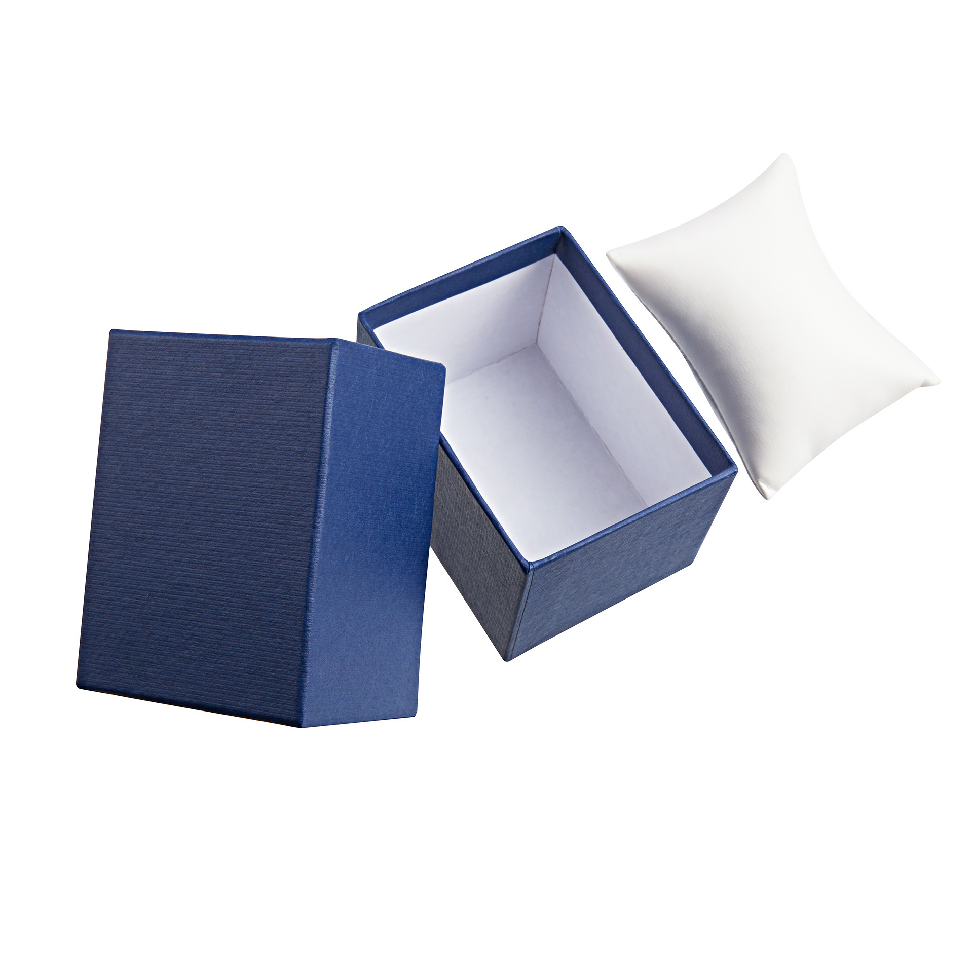 厂家直供高端蓝白条手表盒礼品盒翻盖盒带枕头包纸盒批发定做logo