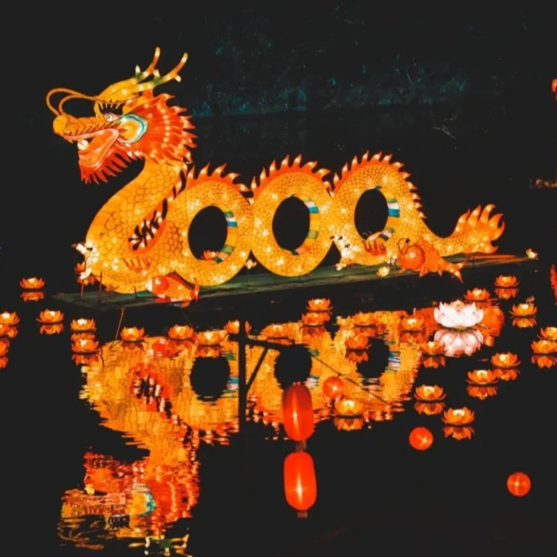 Chinese Dragon Dragon Year Modeling Festive Lantern Simulation Dragon Lantern Customized Spring Festival Lamp Exhibition Design and Production Outdoor Lamp Lantern