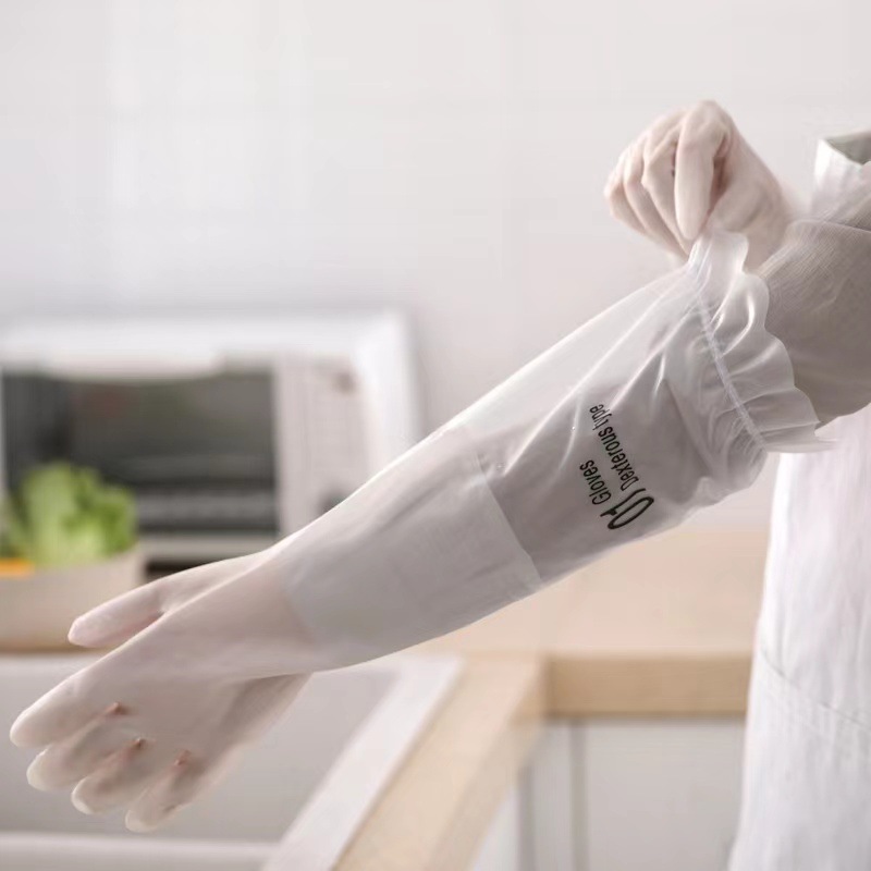 5万双透白厨房洗碗乳胶手套耐用薄款橡胶塑胶洗衣防水印花家务清洁