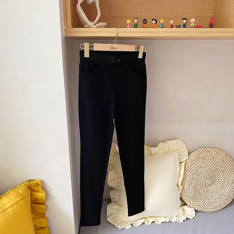 新款小猫脚印石墨烯养生小黑裤女休闲高腰提臀九分裤女显瘦加绒裤