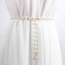 白色珍珠腰带女配裙子连衣裙夏季装饰链条腰带配饰2022新款小香风