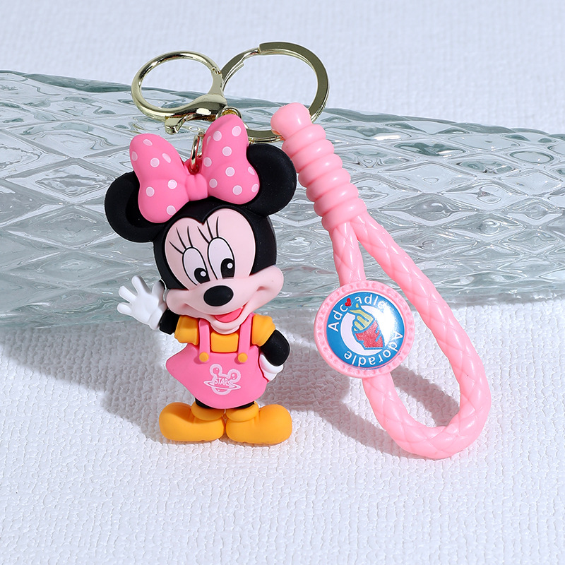 Cartoon Mickey Minnie Silicone Doll Keychain Pendant Donald Duck Daisy Doll and Bag Car Pendant Gift