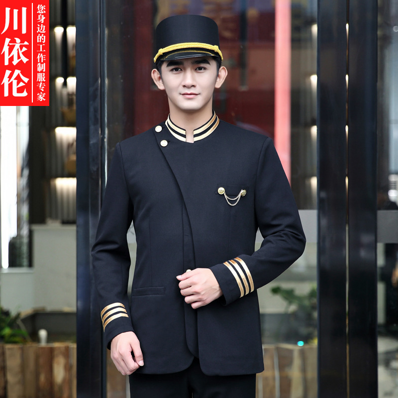 门童服秋冬装 酒店商场迎宾服装 接待行李生工作服长袖乐队服