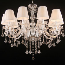 欧式透明水晶吊灯具客厅卧室书房间灯白色布艺灯罩led灯1122