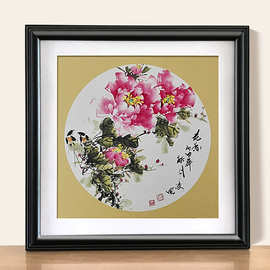 裱画框带有机玻璃正方形实木3338506866硬卡宣纸软卡字画书法装裱