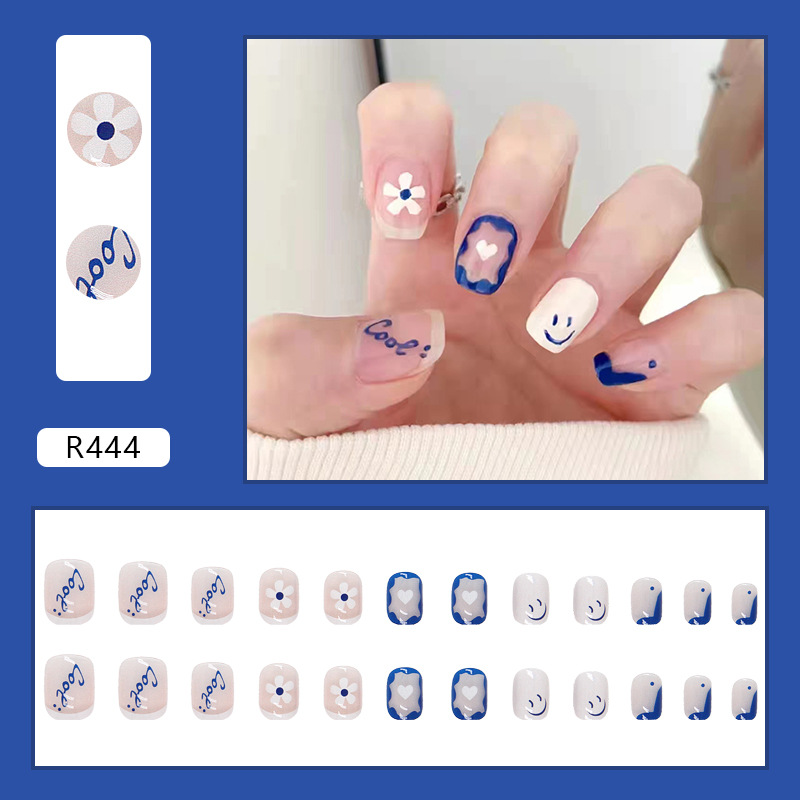 Summer New and Refreshing Nail Stickers Wearable Nail Sticker Finished Products Can Be Wholesale Light Luxury Waterproof Quality Is Good