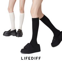 黑色JK压力显瘦小腿袜设计感女高筒瘦腿白袜子棉搭配小皮鞋23249