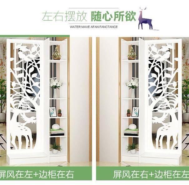 屏风隔断客厅玄关柜现代时尚移动门厅装饰柜镂空雕花橱窗背景包邮