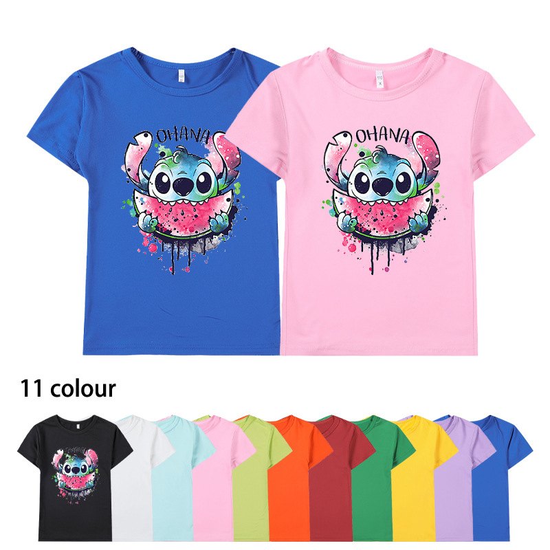 星际宝贝stitch 史迪奇卡通周边儿童图案印花男童女童短袖t恤跨境