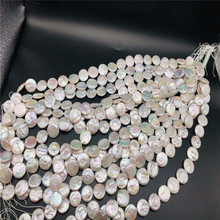 新款不规则扁圆巴洛克珍珠裸珠串珠 淡水纽扣型珍珠项链批发