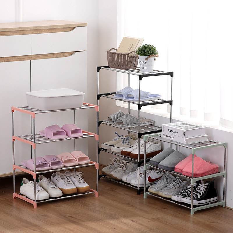 Simple Shoe Rack Assembly Galvanized Tube Shoe Storage Rack Multi-Layer Organization Rack Foreign Trade Factory Manufacturer Storage Rack 0819