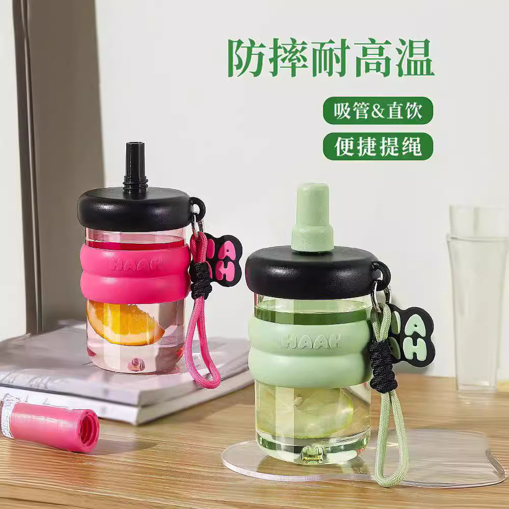 tritan girls good-looking cup with straw summer drop-resistant large capacity plastic cup portable student children water cup