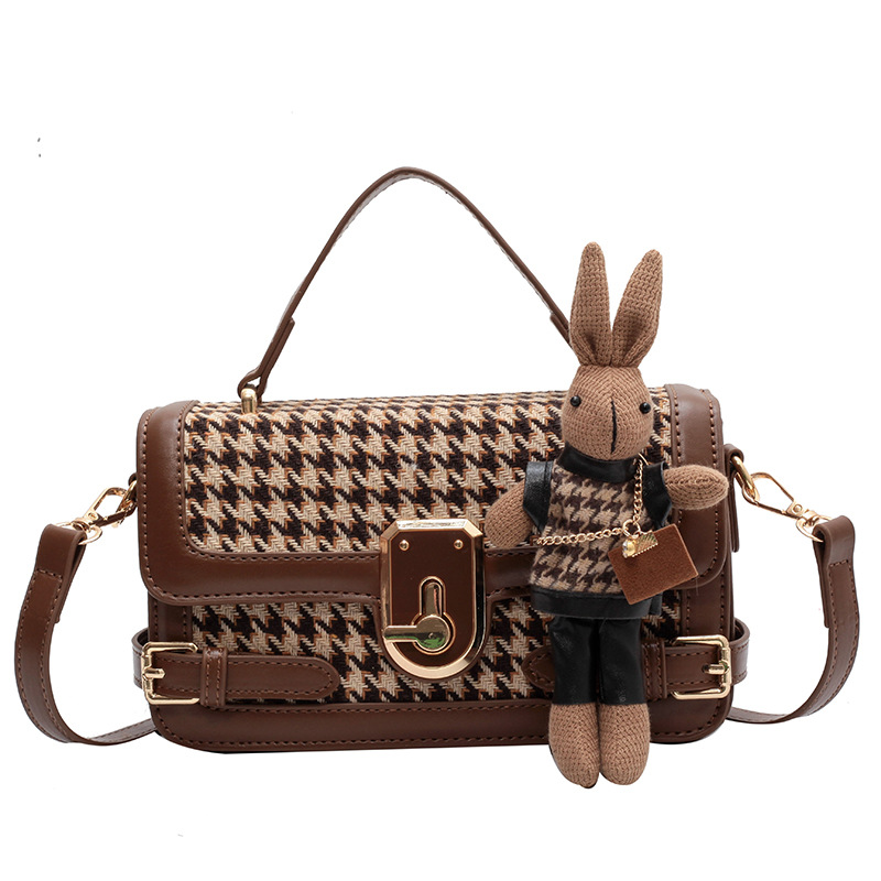 Advanced Texture Fashion Houndstooth Bag 2022 New Women's Bag Trendy Versatile Handheld Small Square Bag Niche Messenger Bag