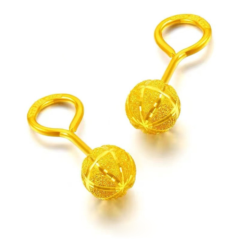立减足金999纯金3d硬金5g黄金耳钉女款金珠耳饰磨砂金小豆豆耳钉