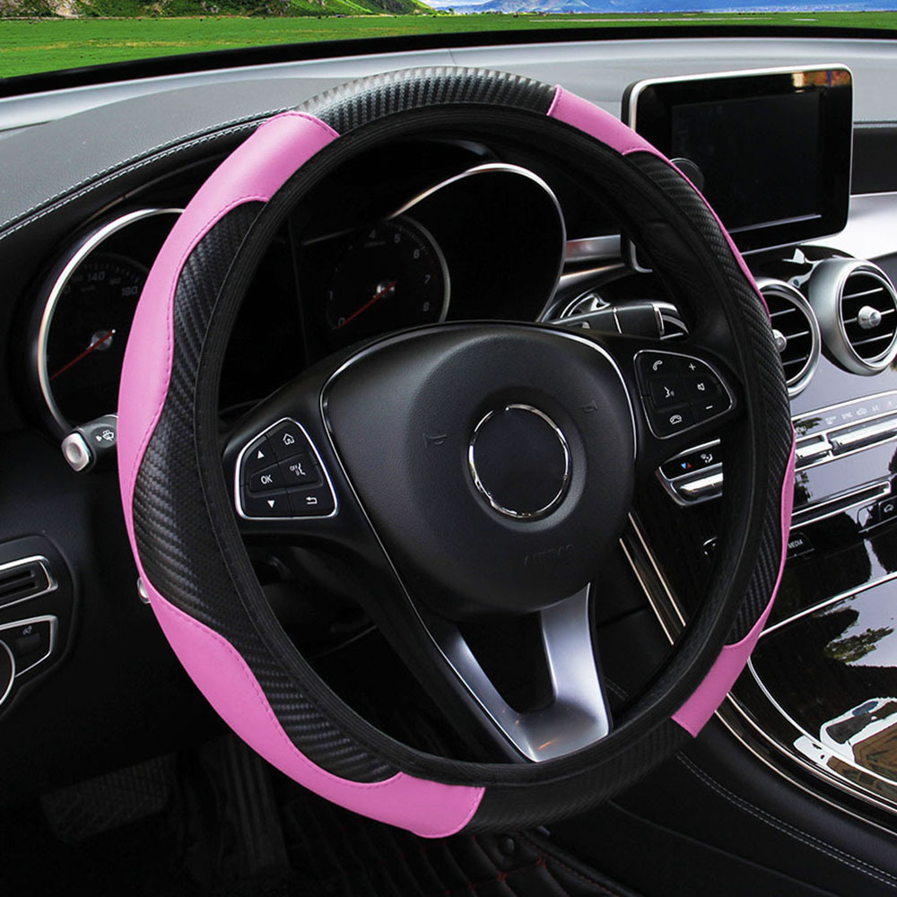 Leather Car Steering Wheel Cover without Inner Ring Elastic