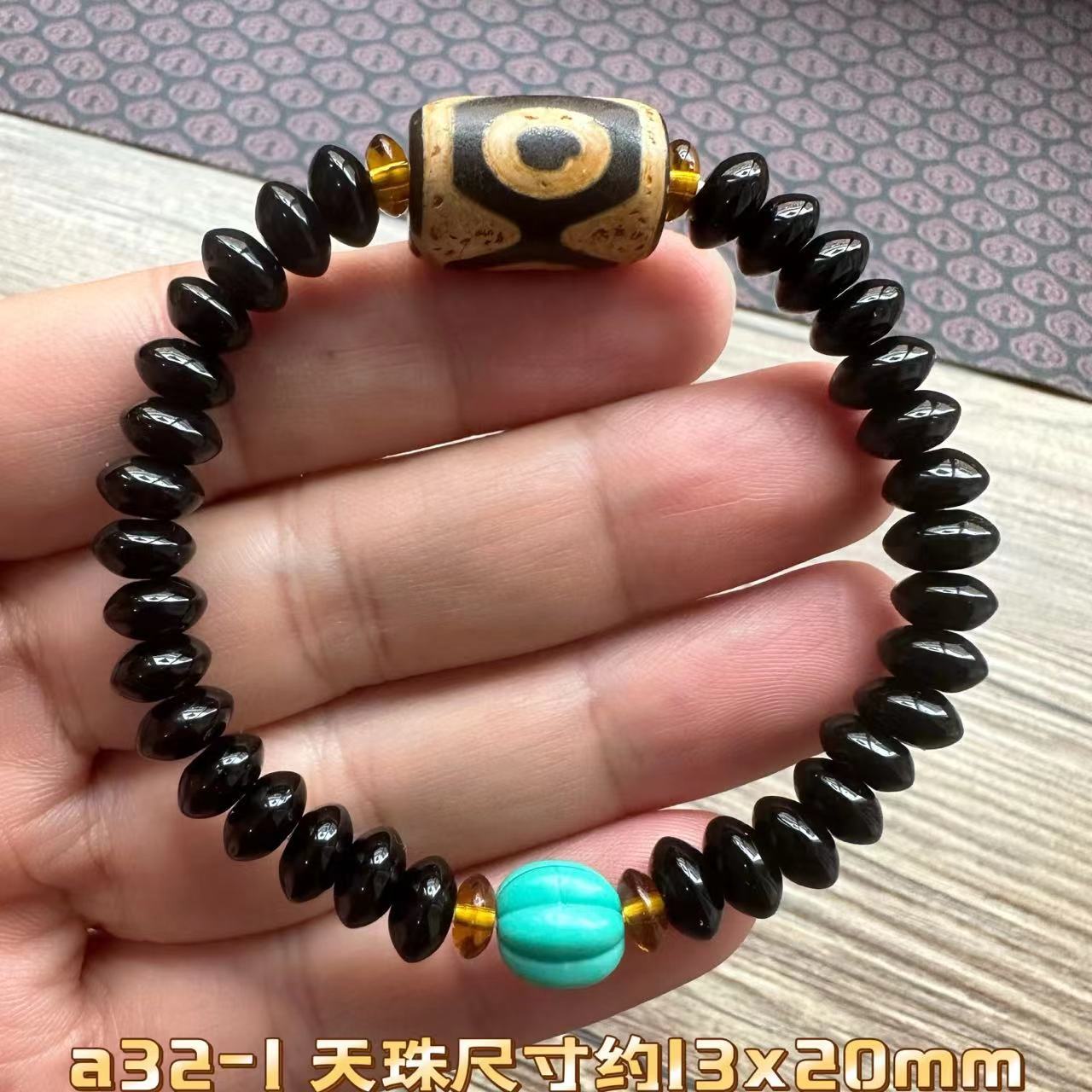 Best-Seller on Douyin Tibetan Agate Tibet Beads with Turquoise Black Stone Beads Men's and Women's Bracelets Bracelet Factory Wholesale