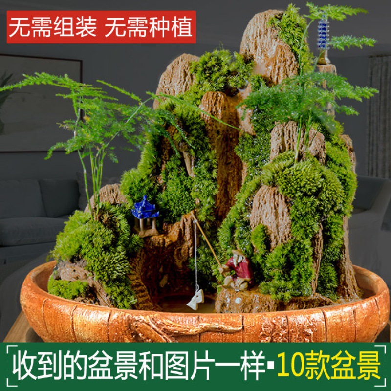 假山流水版吸水石山盆景摆件上水头鱼缸原植物天然室内山水造景