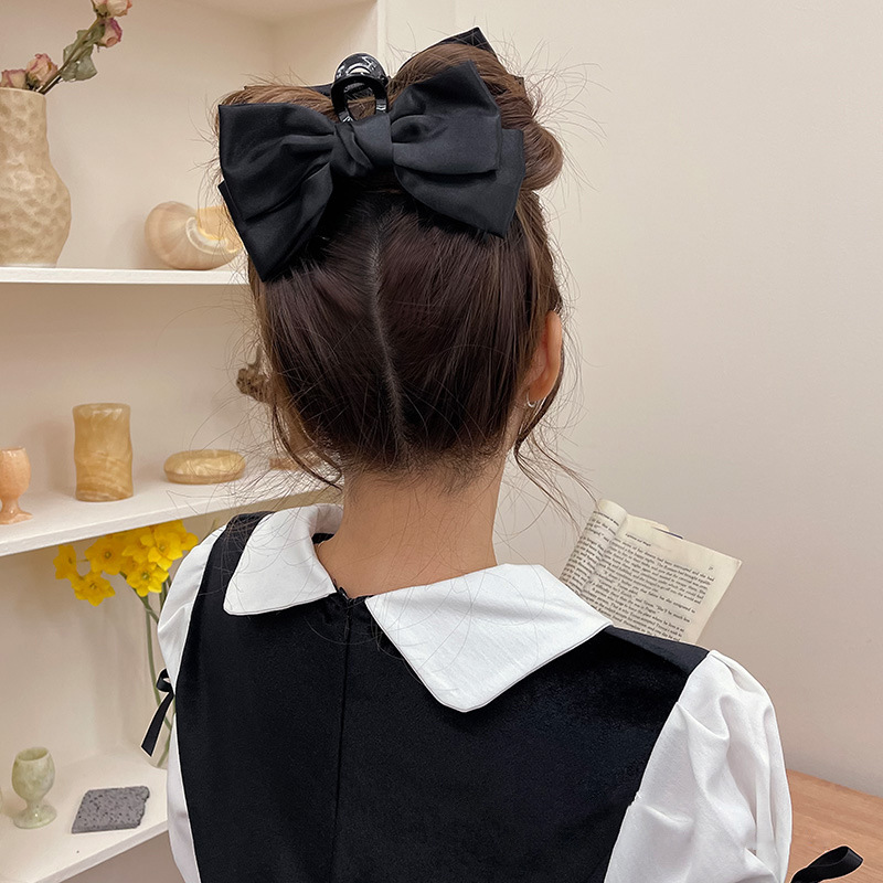 Escape Princess Head Black Double-Sided Bow Clip Autumn and Winter Women's Back Head Hairpin Large Shark Clip Hair Accessories