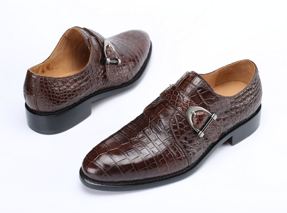 鳄鱼皮皮鞋男真皮大底鳄鱼肚皮鞋子固特异工艺男式商务休闲皮鞋男