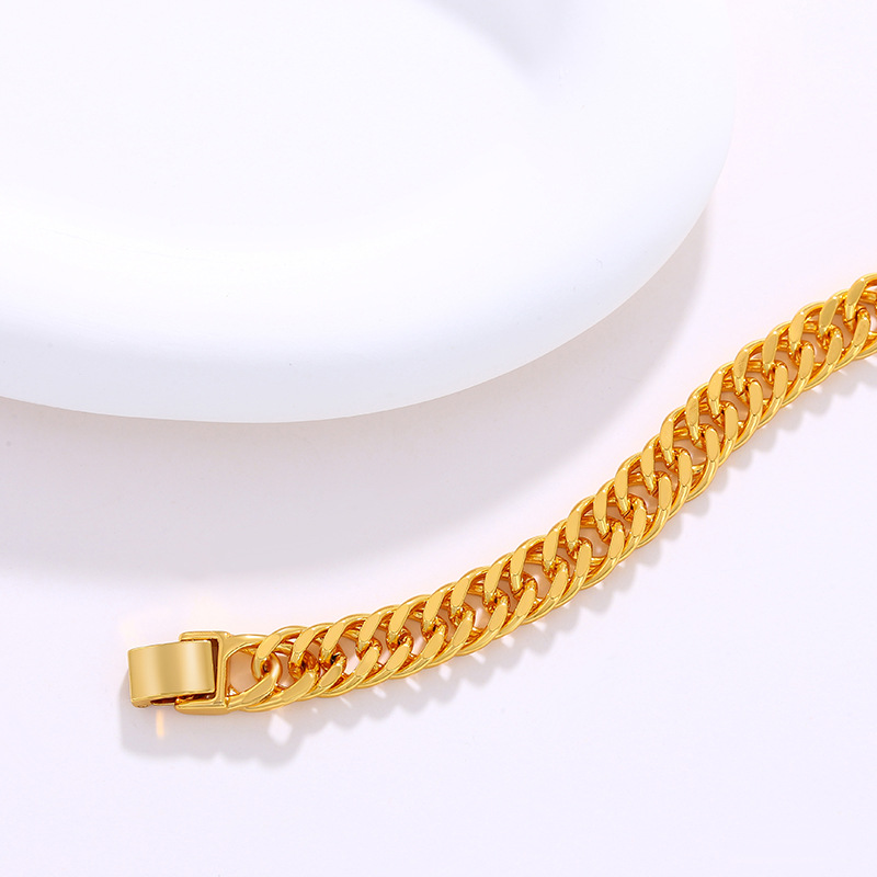 Xuping Jewelry Men's and Women's Domineering Fashion Trendy Unique Curb Chain Plated 24K Gold Internet Celebrity Thick Type Bracelet