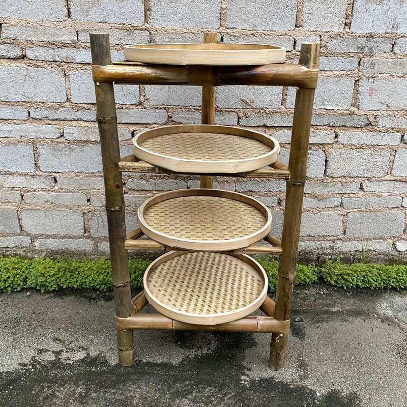 厂家火锅竹菜架竹架子重庆火锅放菜架置物架三角形竹菜架手工定做