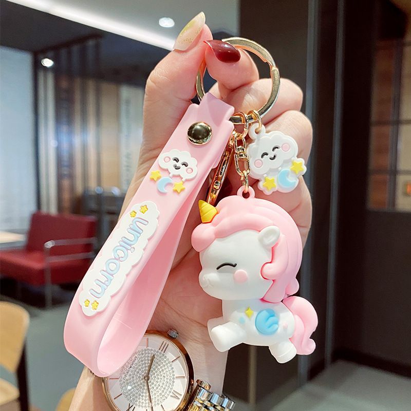 Cute Girl Keychain Cars and Bags Doll Pendant Cartoon Unicorn Small Gift Hanging Stall Crane Machine