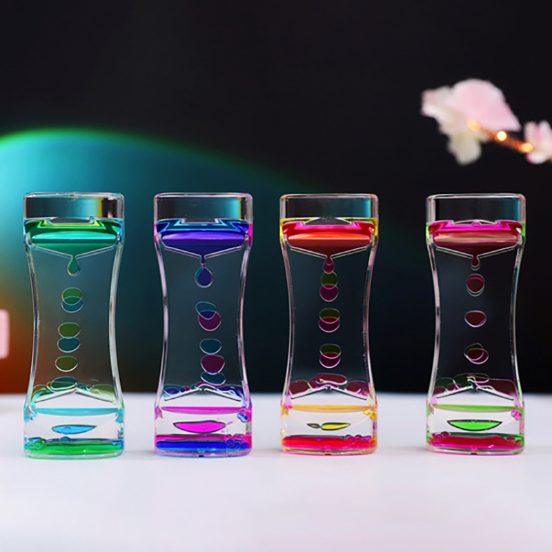 网红ins炫彩透明油滴计时沙漏创意摆件办公书桌装饰礼品儿童玩具