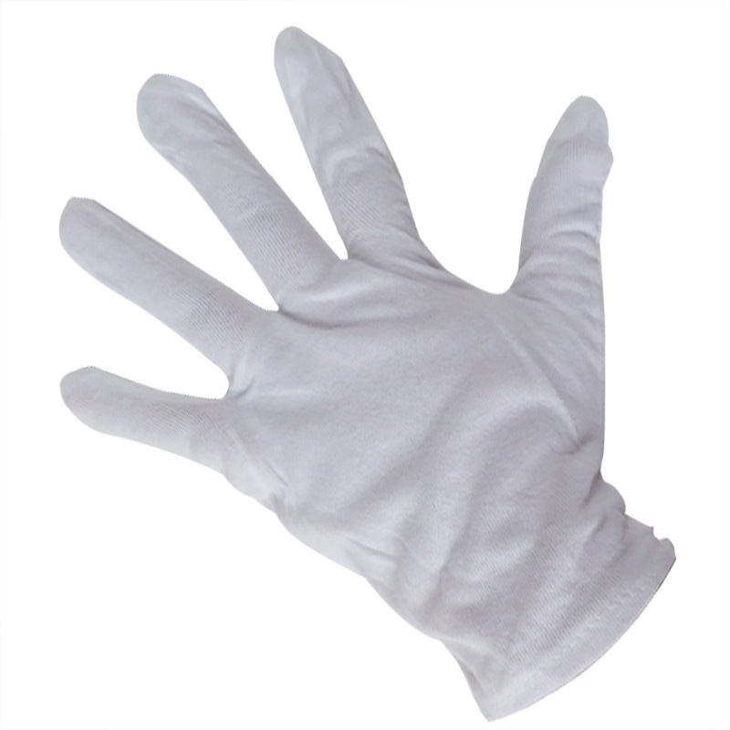 白手套 加厚纯棉劳保作业手套 汗布文玩防滑盘珠纱线白棉礼仪手套