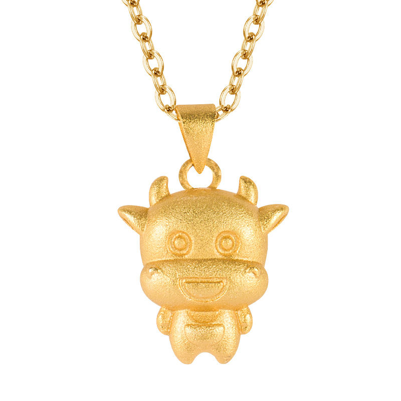 生肖牛黄金吊坠