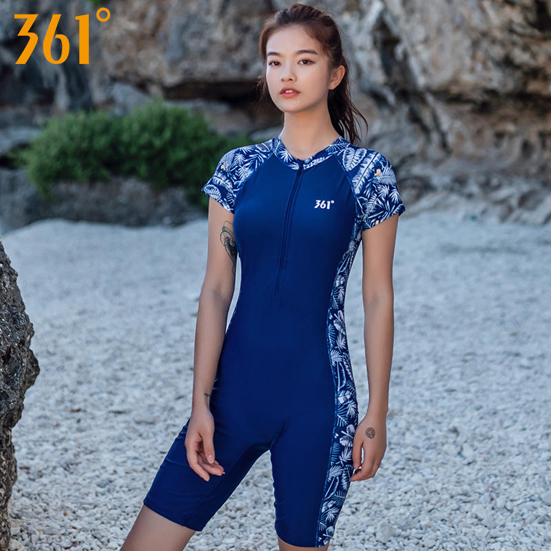 361泳衣女连体平角五分专业运动遮肚显瘦2020新款潮ins风游泳衣