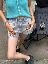 高腰牛仔短裤女2023年新款夏季复古显瘦修身直筒休闲裤卷边热裤