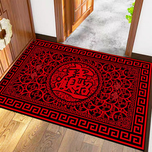 新中式红色地垫喜庆地垫玄关入户门垫新年耐脏脚垫入户地垫红门垫