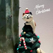 XEI3迷你小圣诞树猫猫星星松树桌面公仔圣诞节装饰小摆件盆景小礼