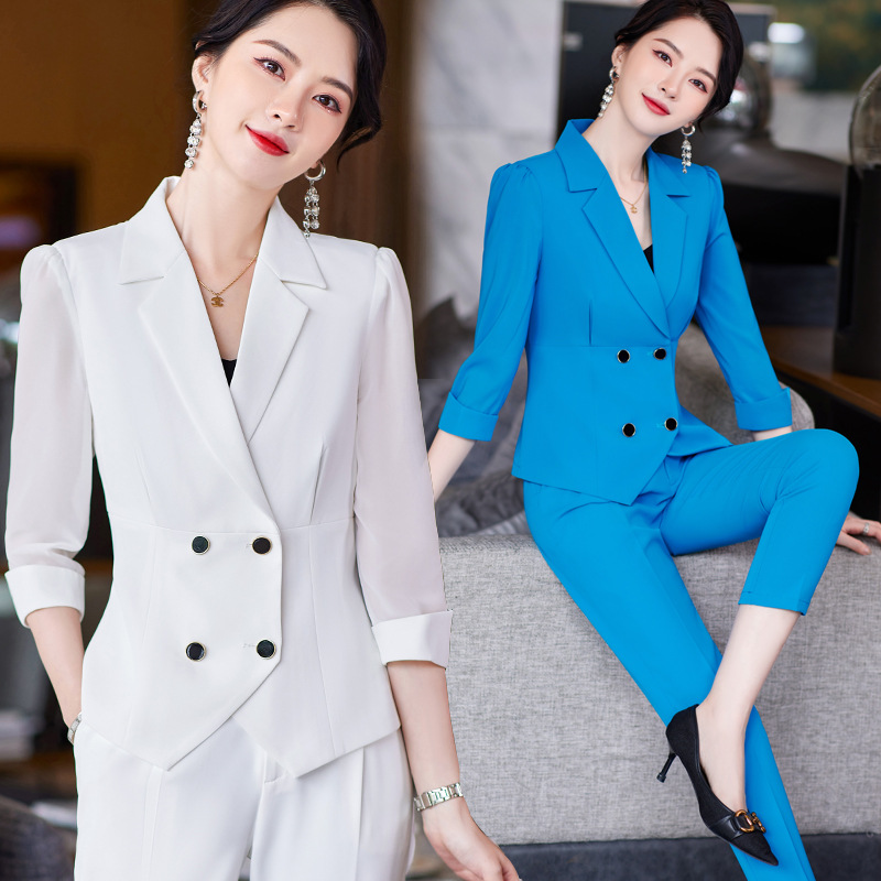 小西装套装女时尚修身高端职业套裙气质名媛商务主持人工作服套裤
