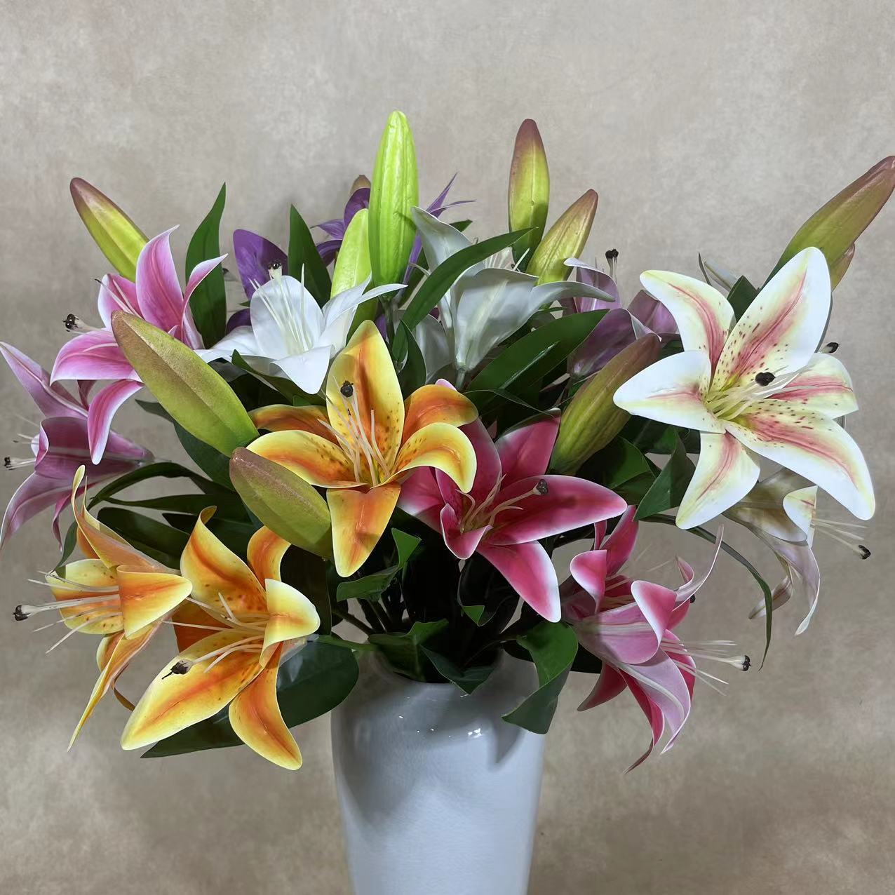 3d打印5头中枝百合花 婚庆家居插花装饰仿真花 地排挂花桌花假花