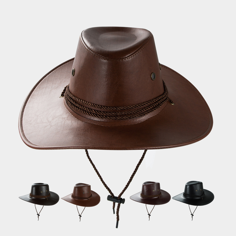 亚马逊跨境欧美西部牛仔爵士帽大檐牛仔帽户外遮阳帽男士骑马帽子