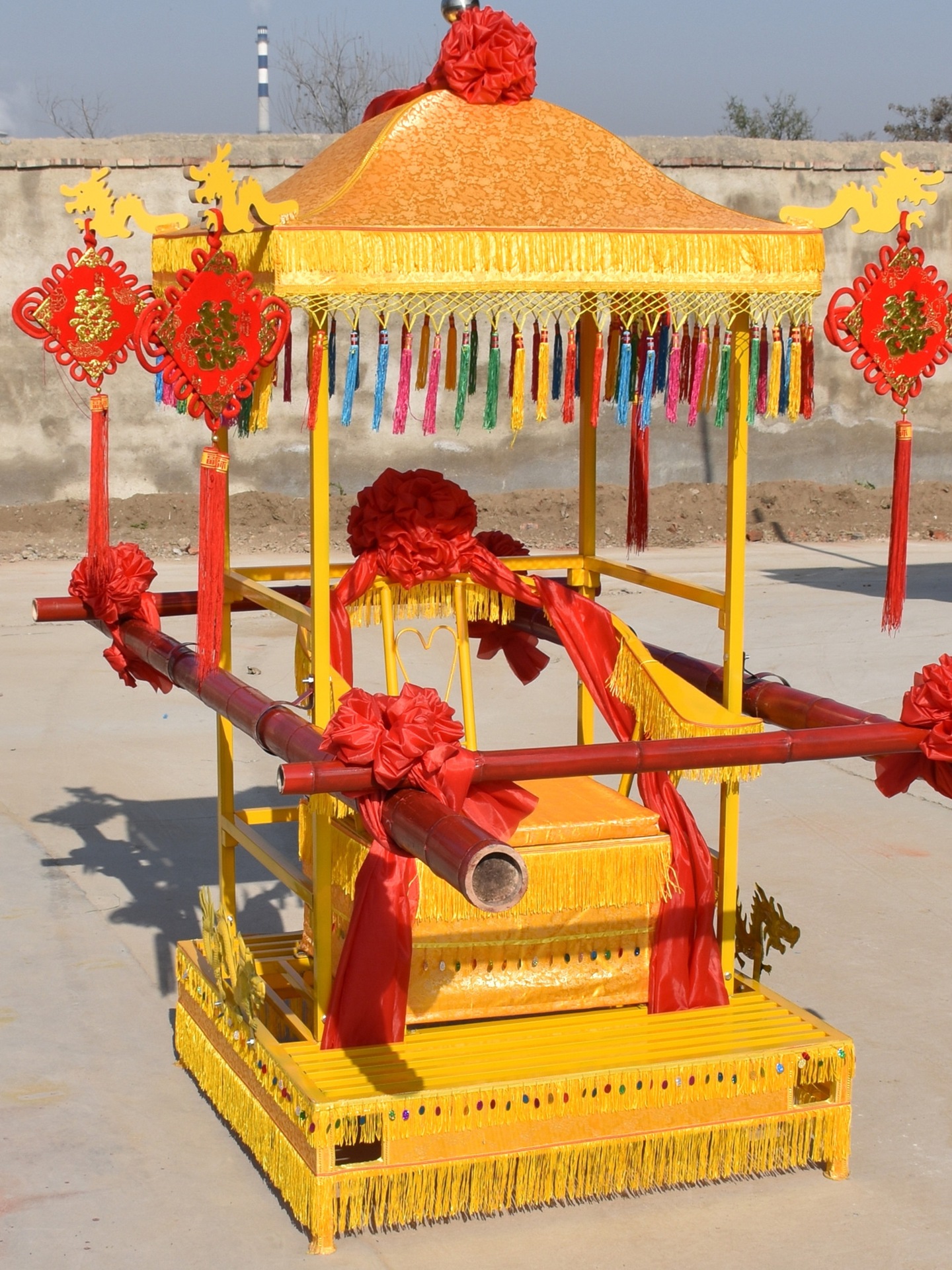 花轿婚庆喜轿 中式八抬大轿 折叠新郎结婚轿子龙椅黄罗伞婚庆道具