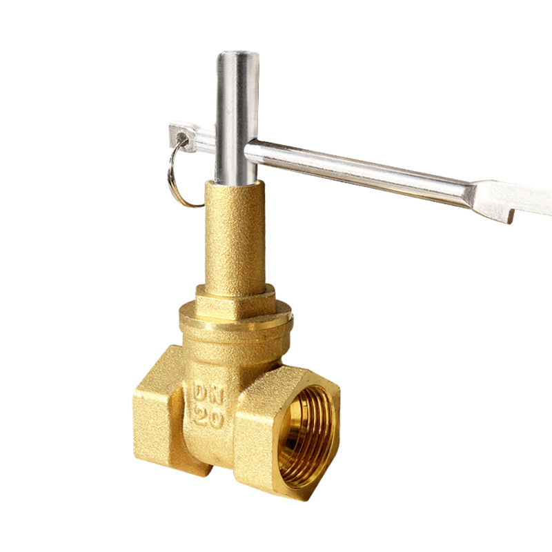 全铜带锁闸阀 水表水管用防盗闸阀内三角钥匙表前阀铜阀4分6分1寸