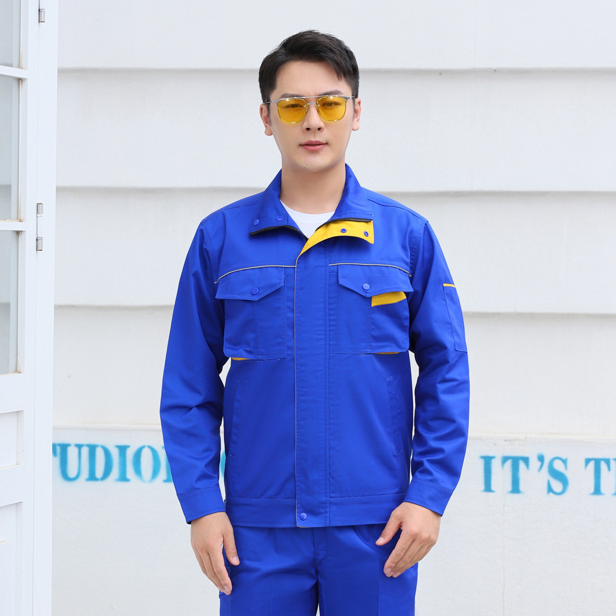 春秋长袖工作服工地劳保服刺绣印logo工厂车间工装维修工程服套装