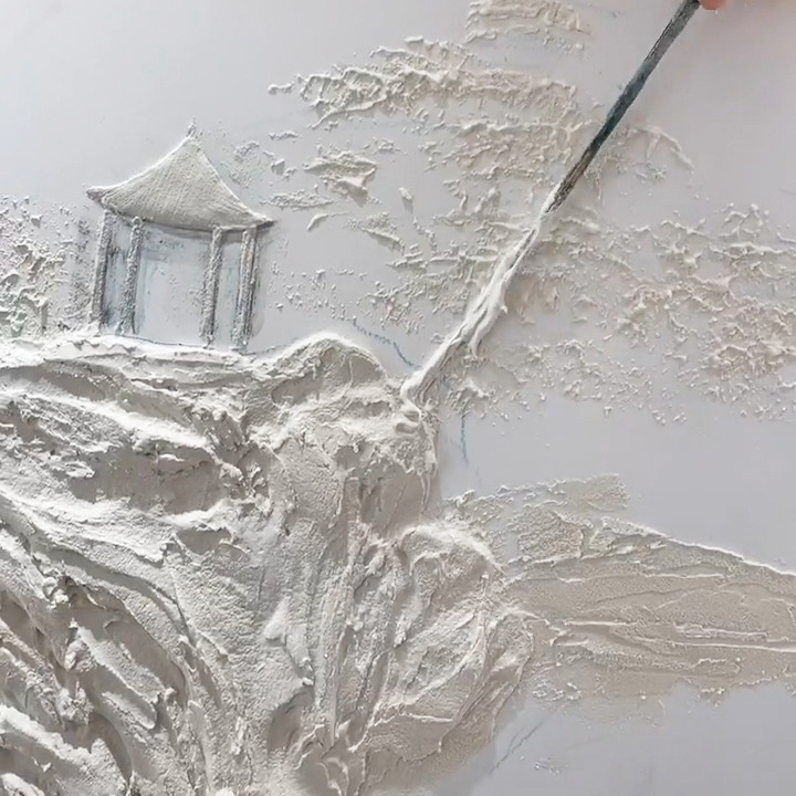 粉材料砂料画膏体腻子粉浮雕塑材装饰画壁画壁画细料矿物手工浮雕
