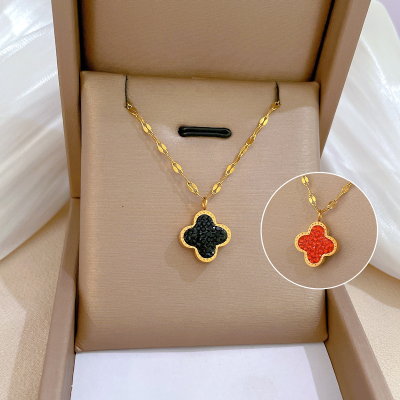 [Whole Body Titanium Steel] Real Gold Plating Color-Preserving Cold Necklace for Women Ins Online Influencer Clavicle Chain Ornament